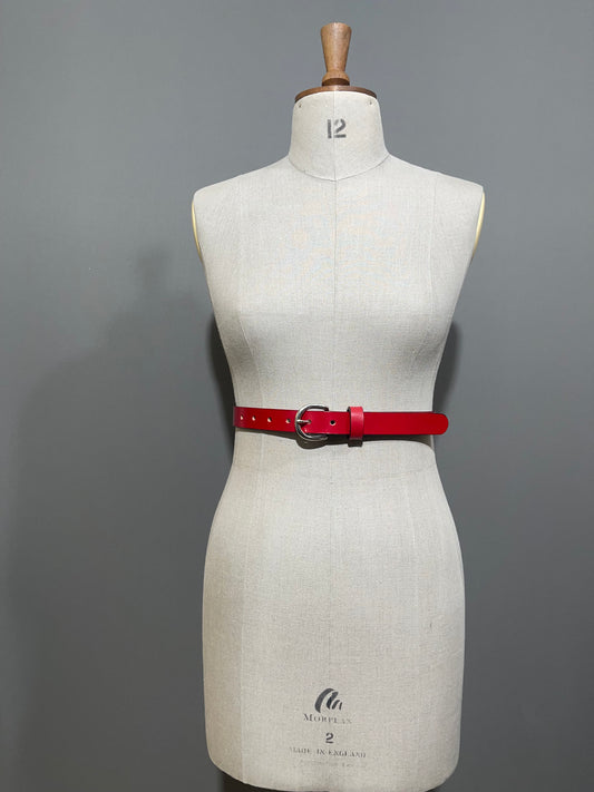 Ladies 25mm Red English Bridle Leather Belt