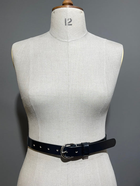 Ladies 25mm Black English Bridle Leather Belt